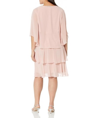 Women's Plus Size Chiffon Tier Jacket Dress with Beaded Neckline Faded Rose Tier $42.40 Dresses