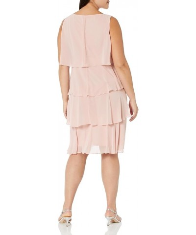 Women's Plus Size Chiffon Tier Jacket Dress with Beaded Neckline Faded Rose Tier $42.40 Dresses