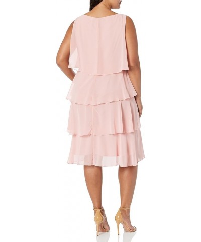 Women's Plus Size Chiffon Tier Jacket Dress with Beaded Neckline Faded Rose Tier $42.40 Dresses