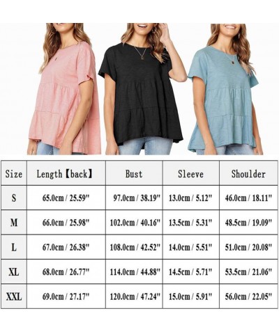 Womens Short Sleeve Casual Loose Blouse High Low Hem Ruffle Peplum T Shirt Tops White $13.91 Blouses