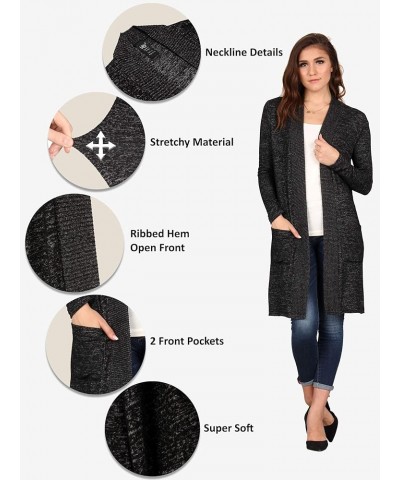 Women's Open Front Pocket Cardigan, Lightweight Casual Super Soft Stretchable Cozy Material Black $12.23 Sweaters