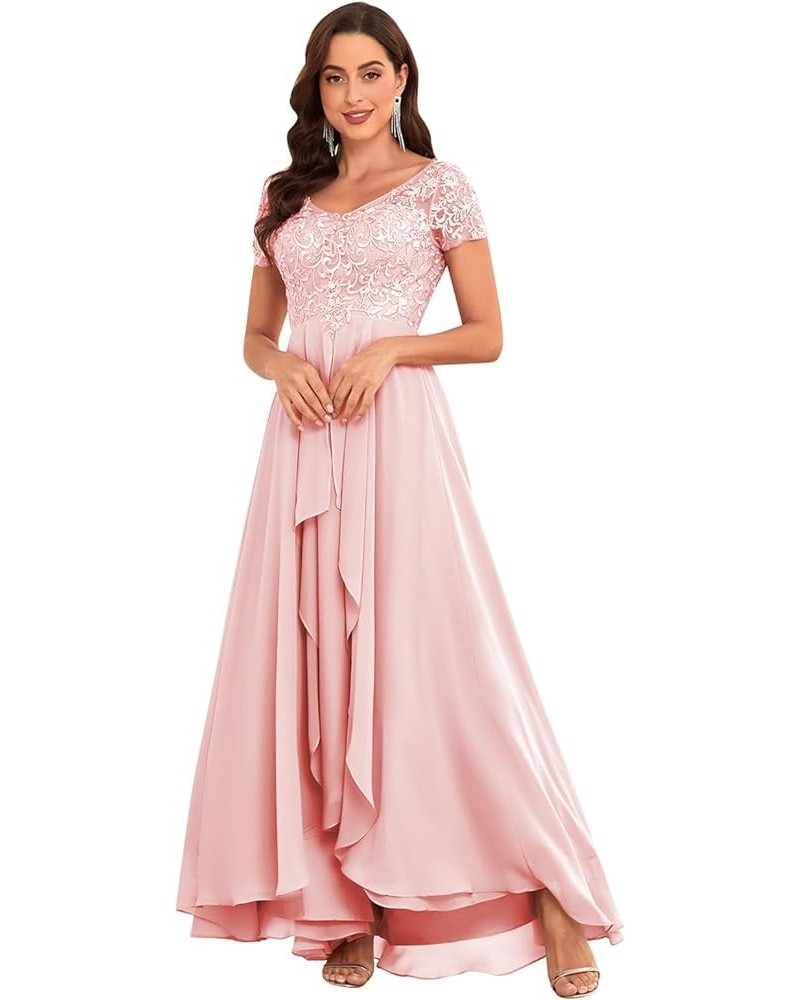 Women's Lace Applique Mother of The Bride Dresses for Wedding Long Formal Evening Party Gown Blush Pink $34.00 Dresses