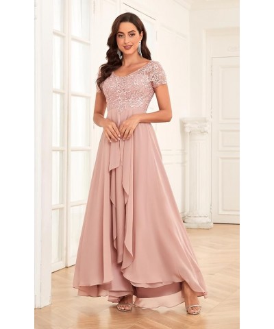 Women's Lace Applique Mother of The Bride Dresses for Wedding Long Formal Evening Party Gown Blush Pink $34.00 Dresses