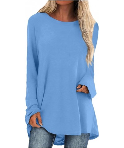 Fall Clothes for Women 2023,Women's Long Shirts to Wear with Leggings Tops Long Sleeve Tops for Women Crewneck 2-light Blue $...