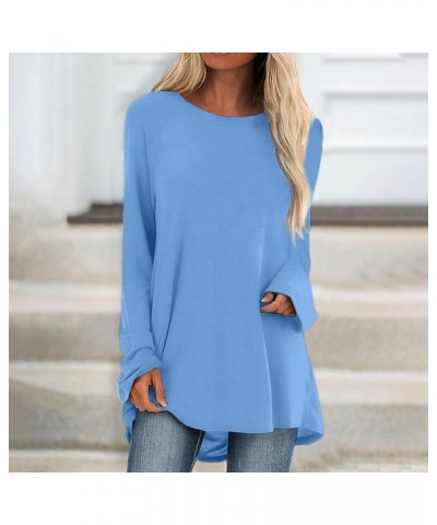 Fall Clothes for Women 2023,Women's Long Shirts to Wear with Leggings Tops Long Sleeve Tops for Women Crewneck 2-light Blue $...