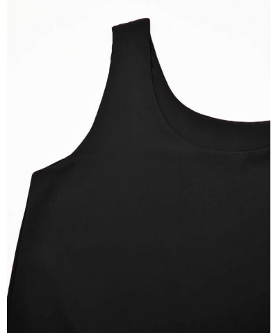 Women's Chiffon Layered Tank Tops Summer Sleeveless Round Neck Blouses Shirts Black $11.75 Tanks