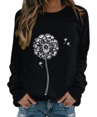 Sweatshirts for Women Rose Print Sweatshirt Crewneck Fit Pullover Tops Casual Long Sleeve Workout Shirts Loose C-ax $7.53 Shirts