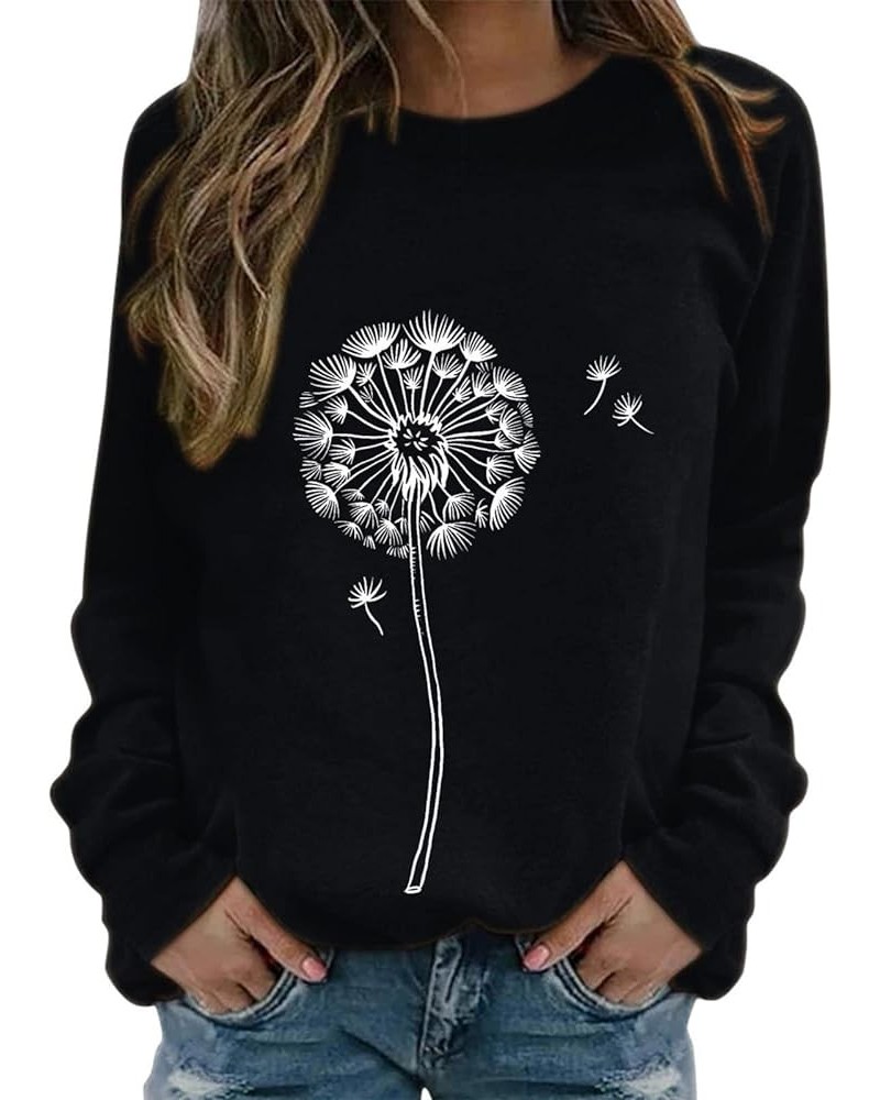 Sweatshirts for Women Rose Print Sweatshirt Crewneck Fit Pullover Tops Casual Long Sleeve Workout Shirts Loose C-ax $7.53 Shirts