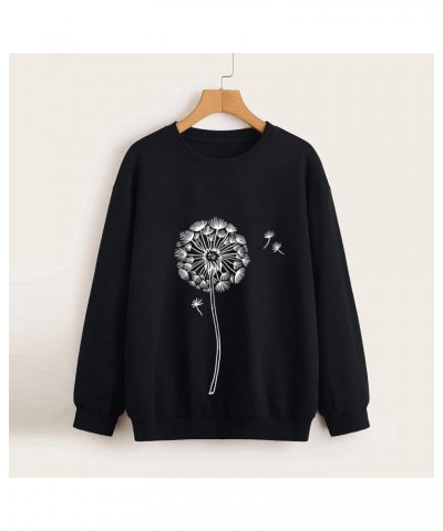 Sweatshirts for Women Rose Print Sweatshirt Crewneck Fit Pullover Tops Casual Long Sleeve Workout Shirts Loose C-ax $7.53 Shirts