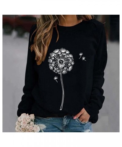 Sweatshirts for Women Rose Print Sweatshirt Crewneck Fit Pullover Tops Casual Long Sleeve Workout Shirts Loose C-ax $7.53 Shirts