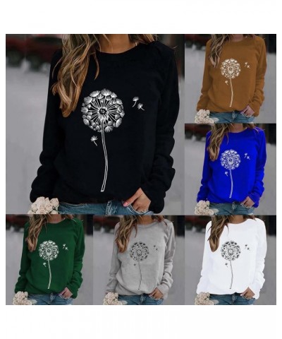 Sweatshirts for Women Rose Print Sweatshirt Crewneck Fit Pullover Tops Casual Long Sleeve Workout Shirts Loose C-ax $7.53 Shirts