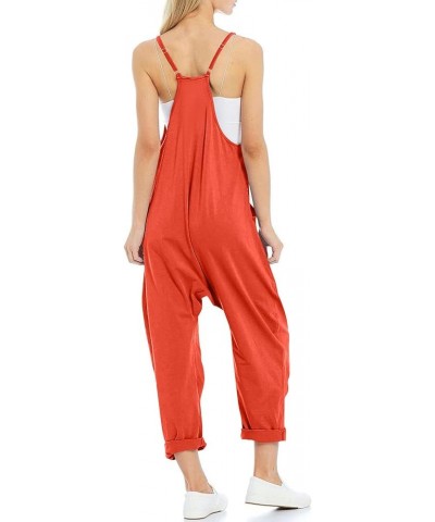 Jumpsuits for Women Sleeveless Summer Loose Rompers Adjustable Spaghetti Straps Baggy Overalls Jumpers with Pockets Orange $1...