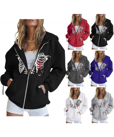 Womens Hoodies Cute Zip up Hoodies for Women Long Sleeve Fall Oversized Casual Drawstring Sweatshirts with Pocket Black-3 $14...