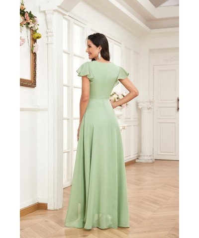 High Low Short Sleeve Bridesmaid Dresses for Women Chiffon Ruched A Line Prom Formal Evening Gowns Mustard Yellow $30.75 Dresses