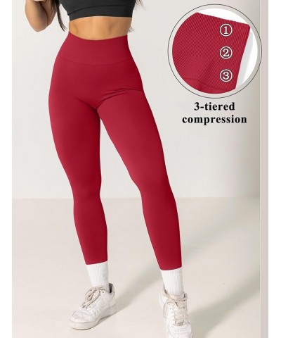 Women Scrunch Butt Lifting Leggings Seamless High Waisted Workout Yoga Pants 2-red $9.32 Activewear