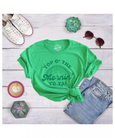 Womens Funny St Patricks Day T Shirts for Girls Cute Tees for Saint Patricks Day Heather Green - Top O Mornin $12.59 T-Shirts