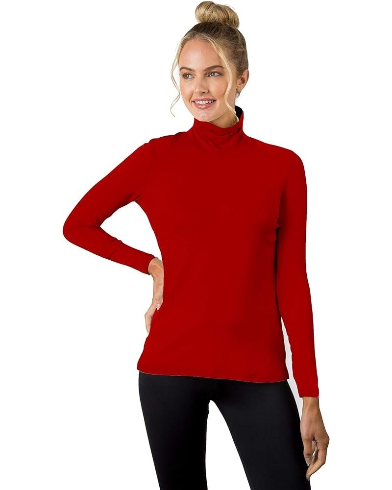 A’nue Miami Women’s Classic Turtleneck, Long Sleeve Basic Shirt Red $44.85 Blouses