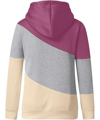 Womens Hoodies,Womens Fashion Long Sleeve Cowl Neck Colorblock Hoodie Sweatshirts Casual Pullover Hooded Tops A1-hot Pink $15...