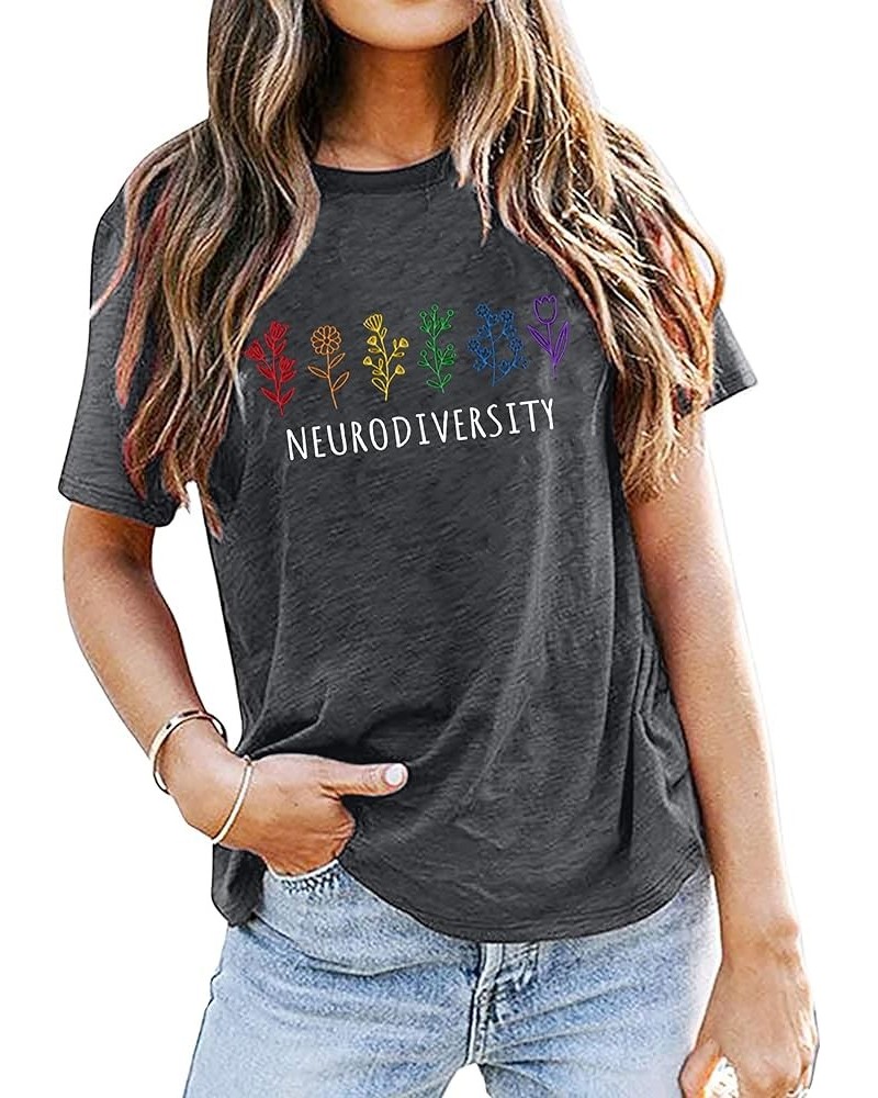 Autism Awareness T Shirt Women Special Education Teacher Shirt Neurodiversity Graphic Tee Inspirational Short Sleeve Tee Top ...