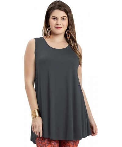 Tank Tops for Women Plus Size Sleevelss Tunic Casual Summer Clothes Swing Shirts for Leggings Deep Gray $11.60 Tanks