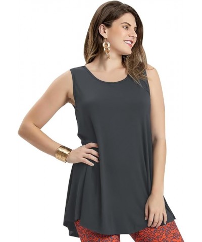 Tank Tops for Women Plus Size Sleevelss Tunic Casual Summer Clothes Swing Shirts for Leggings Deep Gray $11.60 Tanks