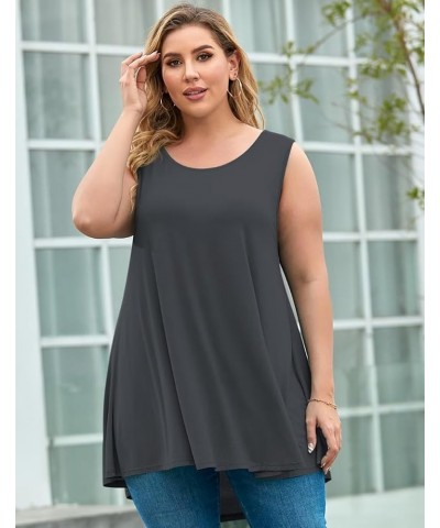 Tank Tops for Women Plus Size Sleevelss Tunic Casual Summer Clothes Swing Shirts for Leggings Deep Gray $11.60 Tanks