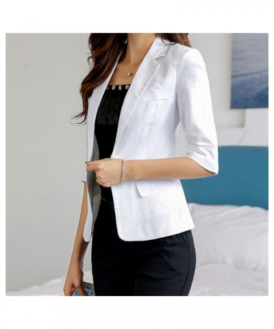 Light Weight Linen Blazers for Women Business Casual Plus Size Jacket Solid Color Cotton Breathable Suit Work Clothes C-wh1 $...