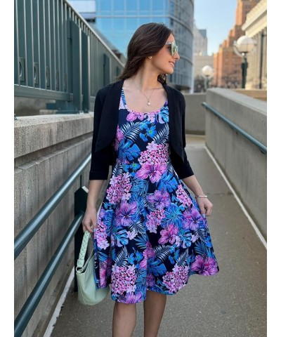 Womens Sleeveless Dress Casual Print Scoop Neck Sundress A Line Midi Dresses Tropical Flowers $12.23 Dresses