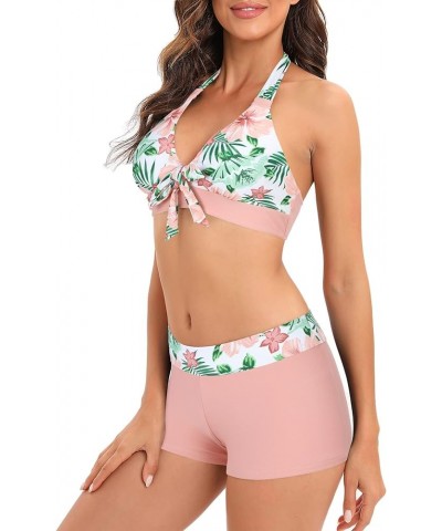 Women Two Piece Swimsuit Athletic Bathing Suits for Women Ruffled Tummy Control High Waisted Swimsuits C Pink Flower $17.99 S...