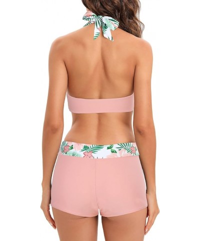 Women Two Piece Swimsuit Athletic Bathing Suits for Women Ruffled Tummy Control High Waisted Swimsuits C Pink Flower $17.99 S...