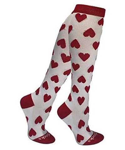 Holiday Compression Socks | Women Men Nurses Runners | 15-20 mmHg Medical Stockings Red Hearts Small $14.02 Activewear