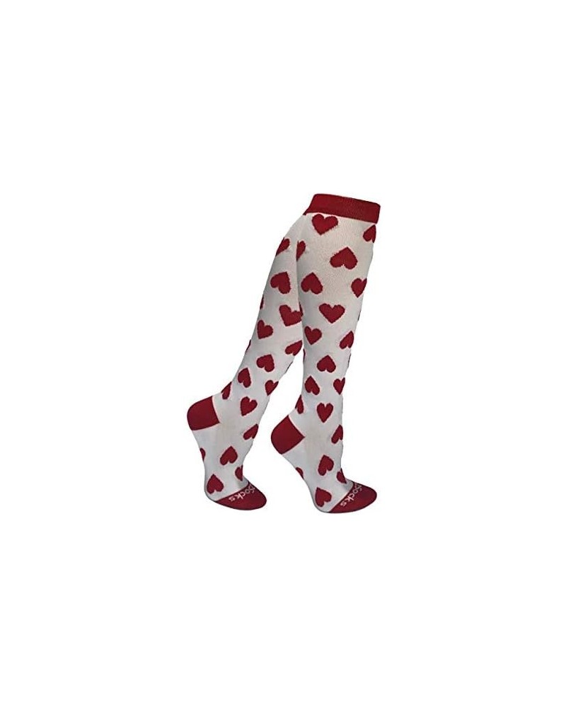 Holiday Compression Socks | Women Men Nurses Runners | 15-20 mmHg Medical Stockings Red Hearts Small $14.02 Activewear