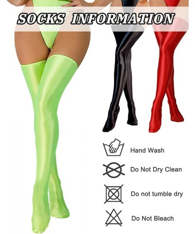 Women’s Shiny Thigh High Stocking Glossy Metallic Shimmery Stockings Party Club Cosplay 3packs Black/Red/Green $13.33 Socks