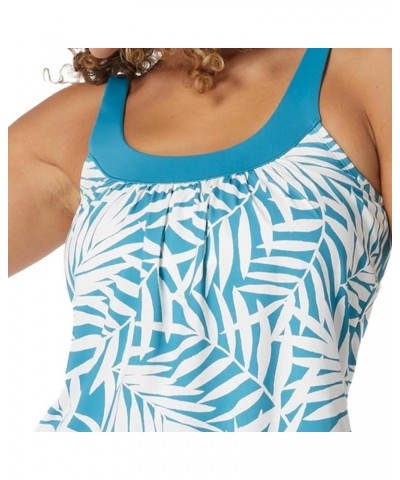 Ultra Fit Bra Sized Underwire Tankini — Microluxury A-Line Swimsuit Top Royal Palm Moonstone Blue $35.81 Swimsuits