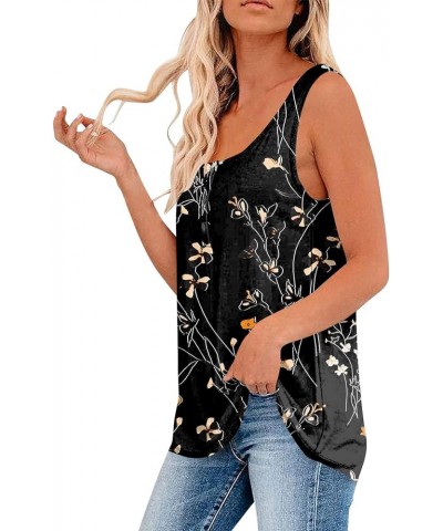 Womens 2023 Trendy Floral Tank Tops Summer Casual Sleeveless Basic Cami Top Half Button Down Blouses Henley Shirts 1-yellow $...