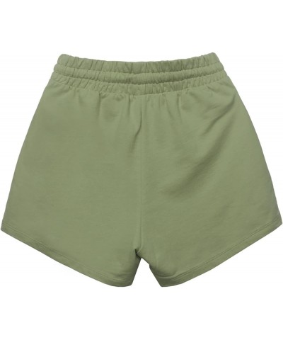 Women's French Terry Drawstring Elastic High Waist Shorts Light Olive $10.99 Activewear