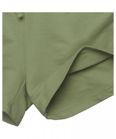 Women's French Terry Drawstring Elastic High Waist Shorts Light Olive $10.99 Activewear