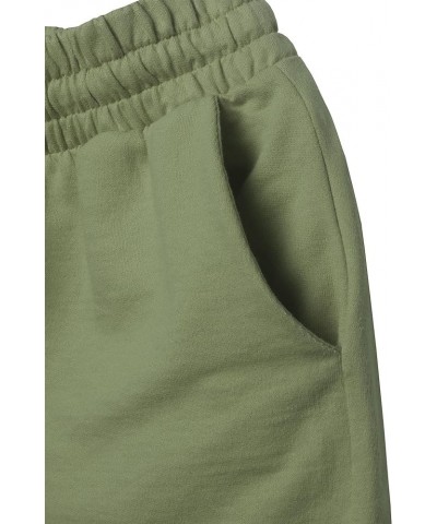 Women's French Terry Drawstring Elastic High Waist Shorts Light Olive $10.99 Activewear