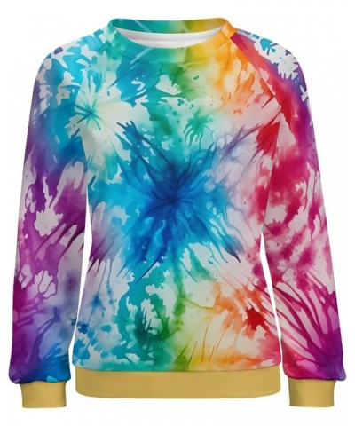 Womens Tie Dye Hoodie Colorful Spiral Pattern Long Sleeve Round Neck Pullover Tops Vintage Stripe Sweatshirt Tie-dye-04 $20.0...