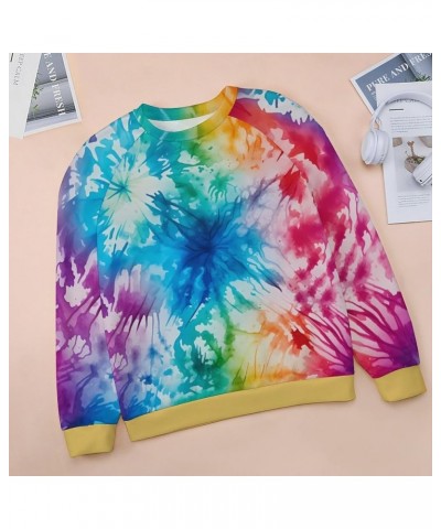 Womens Tie Dye Hoodie Colorful Spiral Pattern Long Sleeve Round Neck Pullover Tops Vintage Stripe Sweatshirt Tie-dye-04 $20.0...