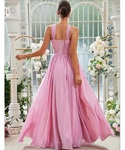 Long Halter Bridesmaid Dresses for Women 2024 A-line Maxi Formal Dresses Elegant with Pockets Coral $24.50 Dresses