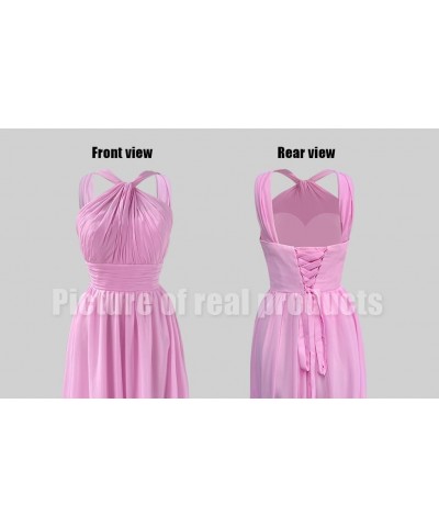 Long Halter Bridesmaid Dresses for Women 2024 A-line Maxi Formal Dresses Elegant with Pockets Coral $24.50 Dresses