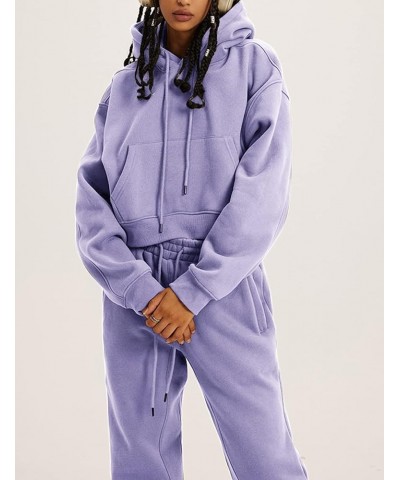 Sweatsuits Joggers 2 Piece Sweat Sets Pullover Jogging Tracksuit Hoodie Set Lightpurple $24.00 Activewear