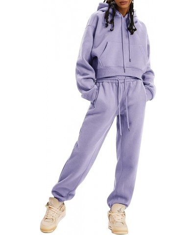 Sweatsuits Joggers 2 Piece Sweat Sets Pullover Jogging Tracksuit Hoodie Set Lightpurple $24.00 Activewear