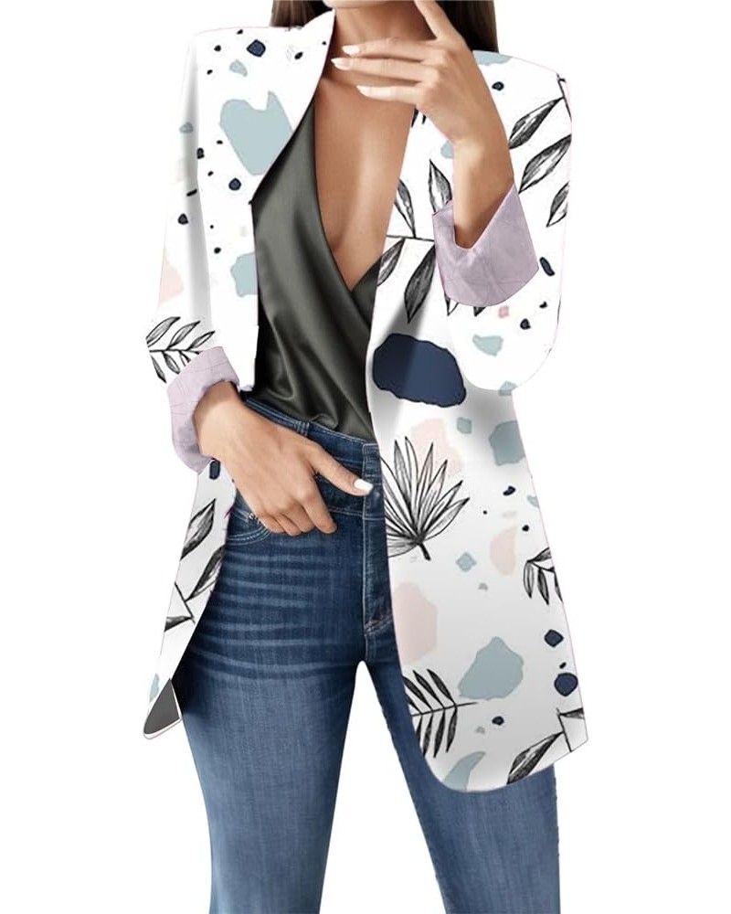 Womens Blazers for Work Casual Dressy Floral Printed Long Sleeve Business Jackets Blazer 03 Blue $12.00 Hoodies & Sweatshirts