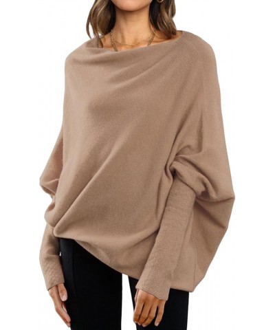 Women's Fall Sweaters 2023 Casual Long Batwing Sleeve Tunic Tops Loose Off Shoulder Baggy Pullovers Jumper Tops A Brown $13.4...