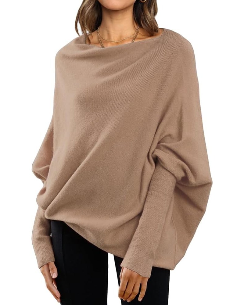 Women's Fall Sweaters 2023 Casual Long Batwing Sleeve Tunic Tops Loose Off Shoulder Baggy Pullovers Jumper Tops A Brown $13.4...