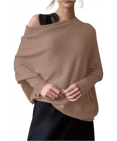 Women's Fall Sweaters 2023 Casual Long Batwing Sleeve Tunic Tops Loose Off Shoulder Baggy Pullovers Jumper Tops A Brown $13.4...