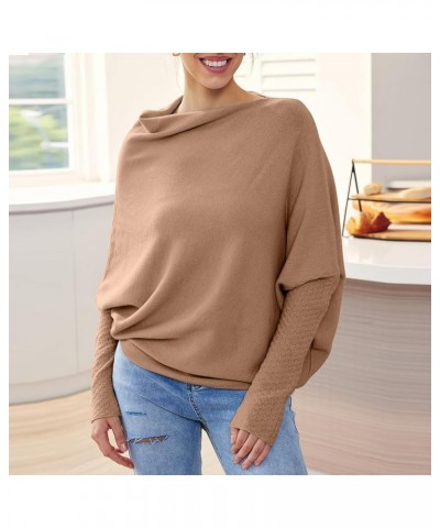 Women's Fall Sweaters 2023 Casual Long Batwing Sleeve Tunic Tops Loose Off Shoulder Baggy Pullovers Jumper Tops A Brown $13.4...