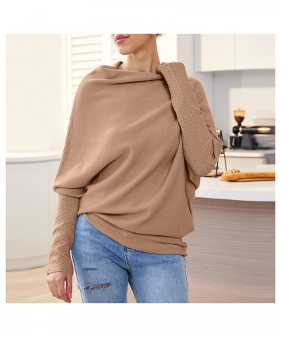 Women's Fall Sweaters 2023 Casual Long Batwing Sleeve Tunic Tops Loose Off Shoulder Baggy Pullovers Jumper Tops A Brown $13.4...